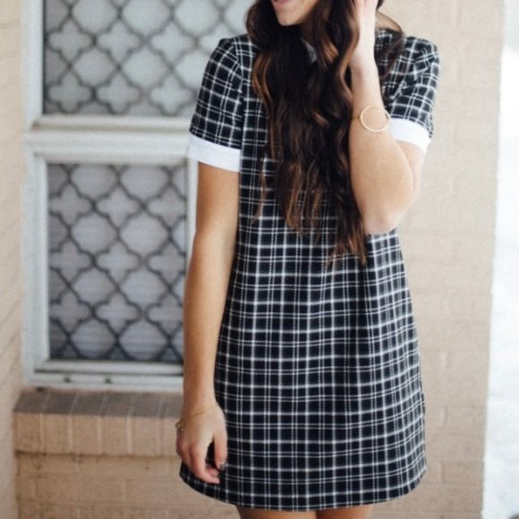 Zara Dresses & Skirts - Zara Winter Plaid Peter Pan Collar Mini Dress Sz M